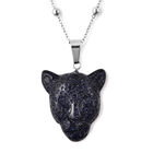 Blaue Sandstein-Halskette, 61 cm, Edelstahl ca. 16,90 ct