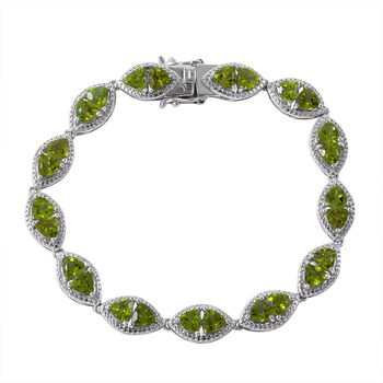Peridot Armband ca. 20 cm 925 Silber rhodiniert ca. 13.30 ct