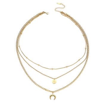 2er-Set Halskette, ca. 42 cm, Edelstahl Goldfarben