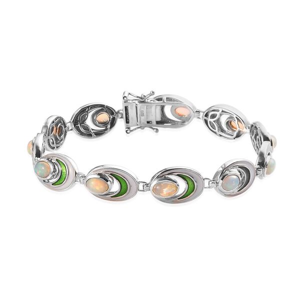 Nat&uuml;rlicher &Auml;thiopischer Opal Armband 19 cm 925 Silber platiniert ca. 4,06 ct