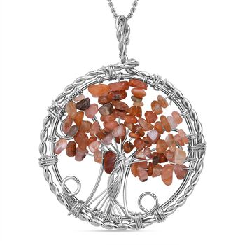 Roter Achat-Anh&auml;nger mit 50+5cm Kette - 37,60 ct.