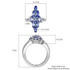 Tansanit und Zirkon Cluster Ring 925 Silber Platin-Überzug image number 6