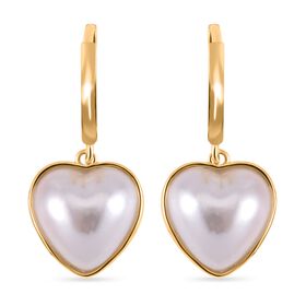 Weiße Muschelkernperle und Zirkonia-Ohrringe, 925 Silber vergoldet - 1 ct.