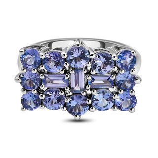 AA Tansanit-Ring, 925 Silber platiniert (Größe 19.00) ca. 2,42 ct