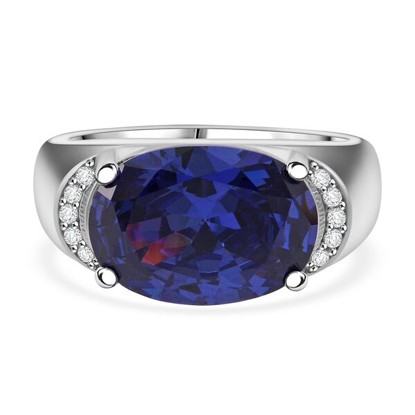 Lustro Stella Blauer Zirkonia, Weißer Zirkonia Ring 925 Silber rhodiniert (Größe 19.00) image number 0