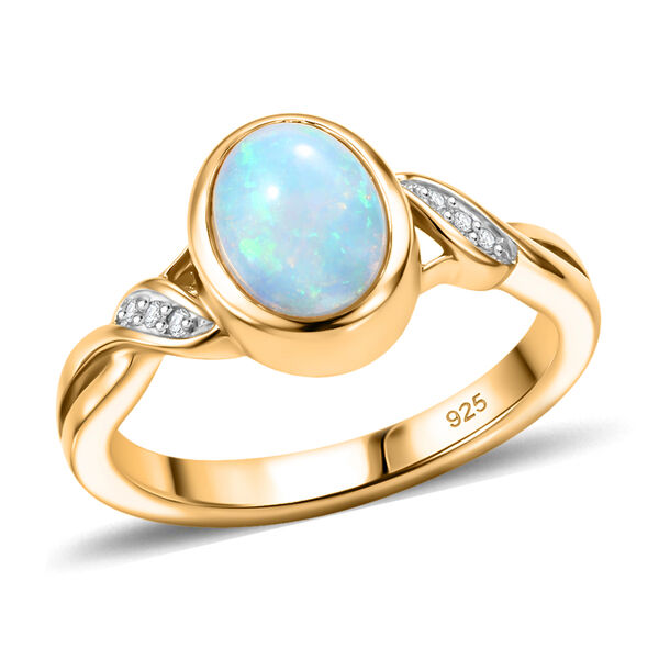Nat&uuml;rlicher, &auml;thiopischer Opal und Zirkon-Ring, 925 Silber vergoldet  ca. 0,84 ct image number 4
