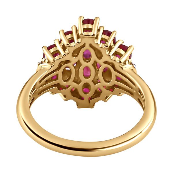 Afrikanischer Rubin (Fissure gef&uuml;llt) und wei&szlig;er Zirkon Ring, 925 Silber vergoldet (Gr&ouml;&szlig;e 17.00) ca. 3.77 ct image number 5
