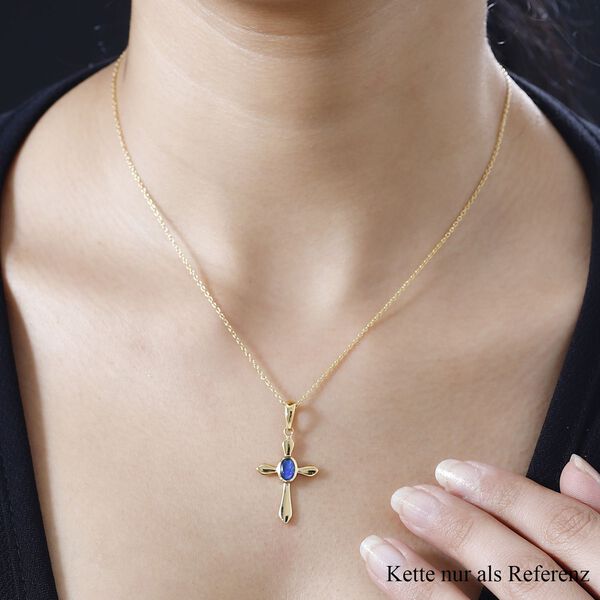 Boulder Opal Triplette Anh&auml;nger 925 Silber vergoldet ca. 0,37 ct. image number 8