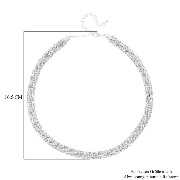 2er Set - Weißes Kristall Ohrringe und Halskette Schmuckset, reines Messing image number 4