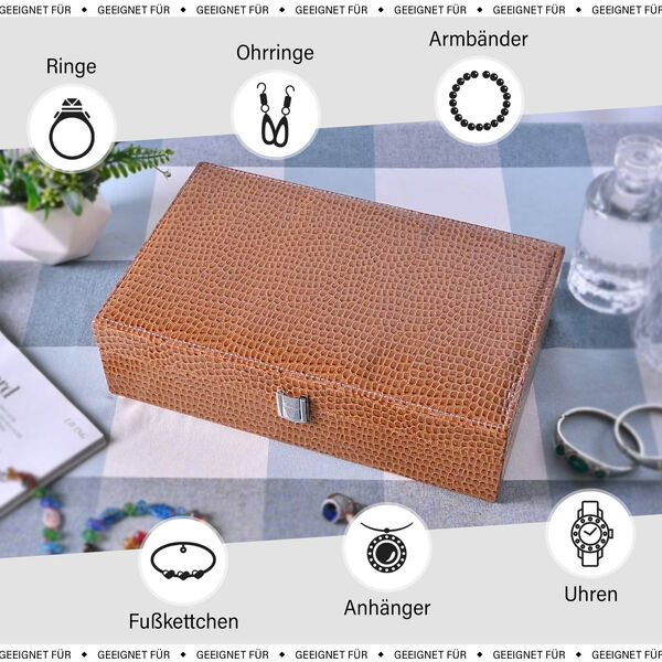 Premium Schmuckbox mit Silberpoliertuch, 32x20x8,7 cm, Braun image number 4