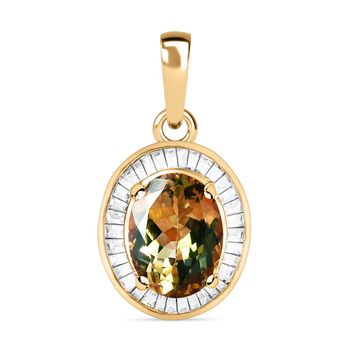 AAA Nat&uuml;rlicher goldener Tansanit und wei&szlig;er Diamant-Anh&auml;nger, 585 Gold ca. 2.05 ct