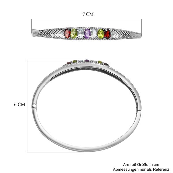 Himmelblauer Topas, Mosambik Granat Armreif ca. 18 cm Edelstahl ca. 3,55 ct. image number 6