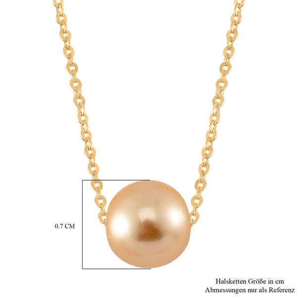 Goldene Muschelkernperle Halskette Flexibles 925 Silber vergoldet image number 6