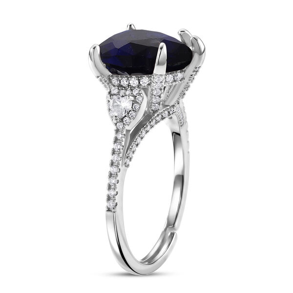 Blau Kristall und Wei&szlig;er Zirkonia Ring Nickelfreies Messing (Gr&ouml;&szlig;e 17.00) 1.01 ct image number 3