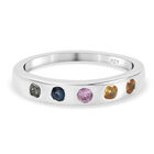 Mehrfarbig Saphir 5 Stein Band Ring 925 Silber Platin-Überzug image number 0