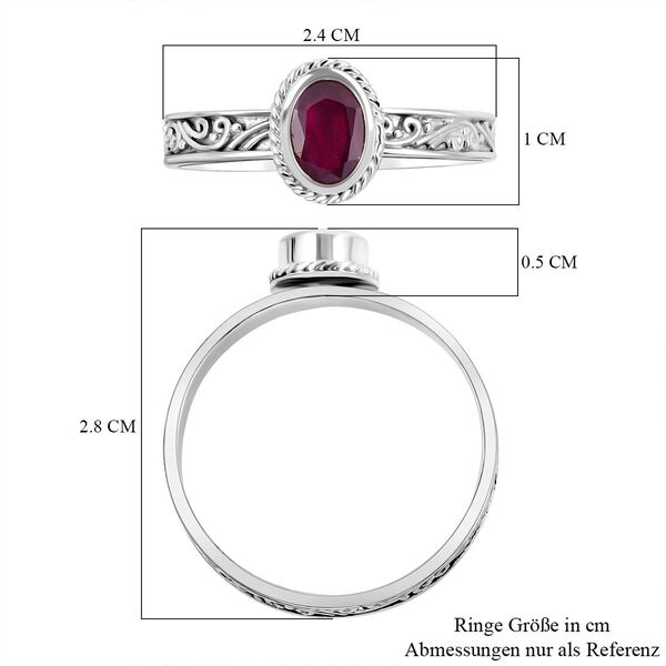 Royal Bali - Afrikanischer Rubin (Fissure gefüllt) Ring, 925 Silber (Größe 16.00) ca. 1.40 ct image number 2