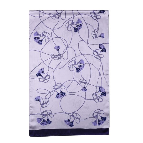 LA MAREY: Bedruckter Schal aus 100% Maulbeerseide, in Geschenkbox, 55x170 cm, Grau-Blau image number 4