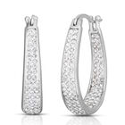 Weiße Kristall-Ovale Reif-Creolen, silberfarben