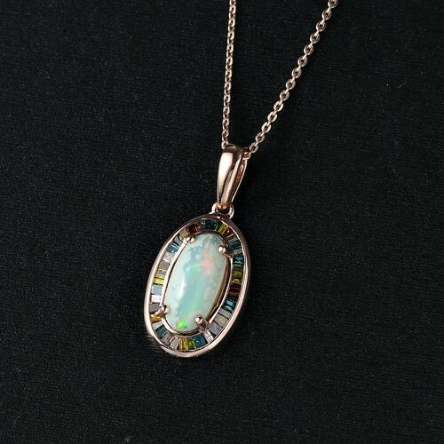D’joy AA Natürlicher, äthiopischer Welo Opal Schmuckset 925 Silber 750 Roségold Vermeil ca. 2,45 ct. image number 1