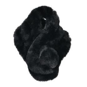 Superweiche Kunstfell-Schal, Größe 13x65cm, Schwarz