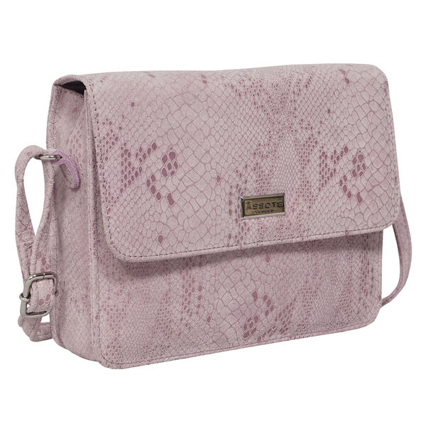 ASSOTS LONDON - Schlangendruck Crossbody Tasche aus 100% echtem Leder, 22x19x6cm, Rosa image number 4