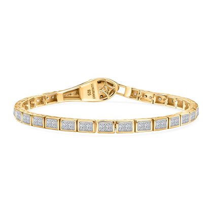 LUXURIANT DIAMOND - Lab Grown Diamant SI-GH, Lab Grown Blauer Diamant SGL zertifiziert Armband ca. 19 cm 925 Silber 750 Gelbgold Vermeil ca. 2.00 ct