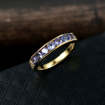 D'Joy AA Tansanit Ring, 925 Silber vergoldet - 0,89 ct.