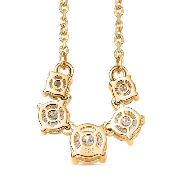 Moissanit 45cm Halskette, 925 Silber 750 Gelbgold Vermeil - 2,14 ct. image number 4