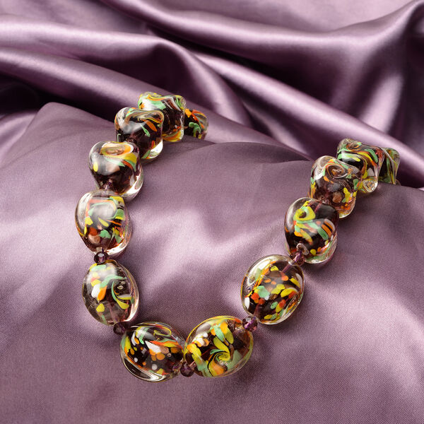 Lila Muranoglas Stil Halskette ca. 53+5 cm image number 1