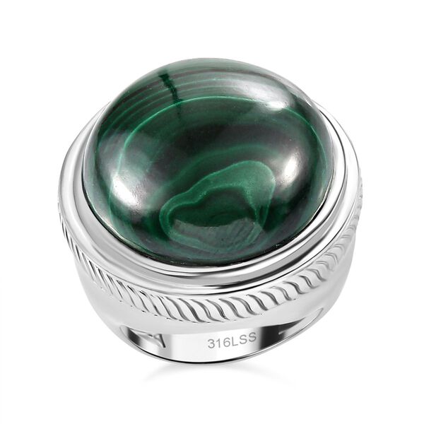 Malachit Ring, 316L Edelstahl , (Gr&ouml;&szlig;e 20.00) ca. 34.88 ct image number 4