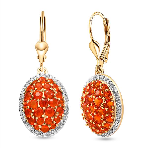 Salamanca Feueropal und weiße Zirkon-Ohrringe - 2,28 ct. image number 3