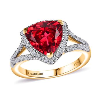 LUXURIANT zertifiziert und gepr&uuml;ft AAA Labor Padparadscha Saphir und Labor Diamant Ring in 417 Gold - 4 ct.