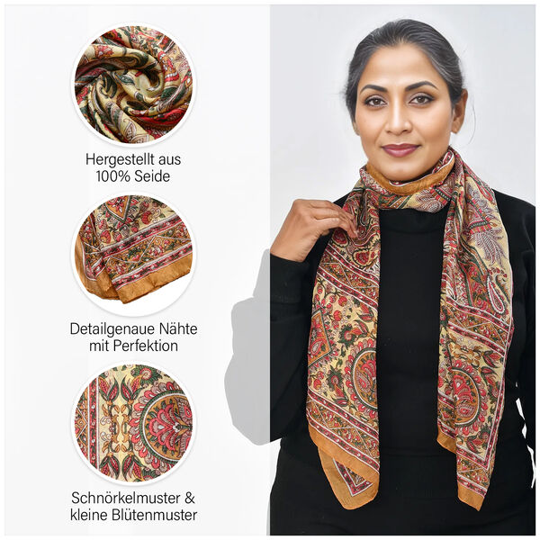 100% Seiden Schal, rot image number 4