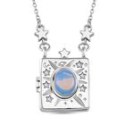 Opalite, Weißer Kristall Halskette ca. 45 cm Messing