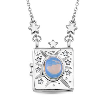 Opalite, Wei&szlig;er Kristall Halskette ca. 45 cm Messing