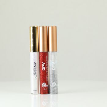 3er Set  - Beauty Metal Liquid Glitter Liner Set, wasserbasiert, Silber und Kupfer Schimmerpalette, City Lights