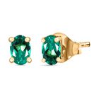 Luxuriant - AAA Lab Created Kolumbianischer Smaragd Ohrringe 925 Silber 750 Gelbgold Vermeil ca. 0.96 ct