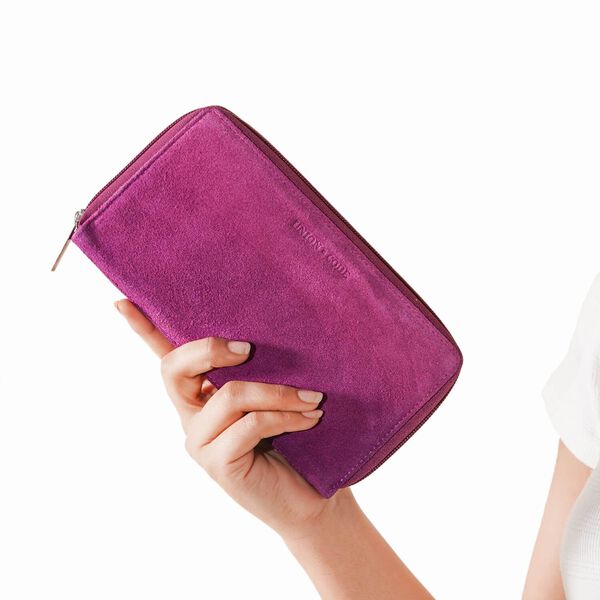 Echtleder Brieftasche mit RFID-Schutz, fuchsia image number 1