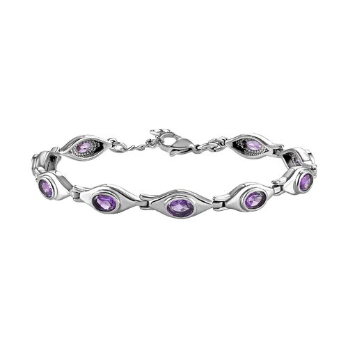 Afrikanischer Amethyst Armband ca. 18 cm Edelstahl ca. 3.61 ct image number 0