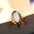 Natürlicher, äthiopischer Opal und weißer Zirkon-Ring, 925 Silber vergoldet  ca. 1,17 ct image number 1