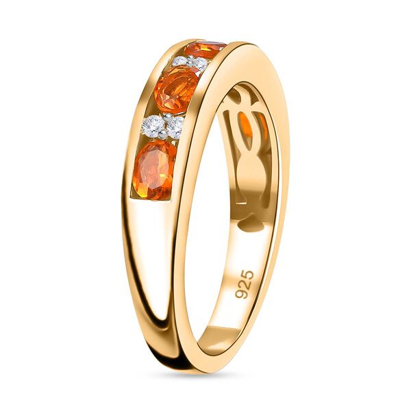 AA Salamanca Feueropal, Weißer Zirkon Ring 925 Silber vergoldet (Größe 17.00) ca. 0,74 ct image number 5