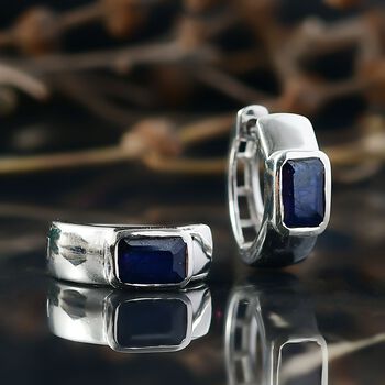 D'Joy Masoala Saphir (Fissure gef&uuml;llt) Ohrringe 925 Silber rhodiniert ca. 1.89 ct