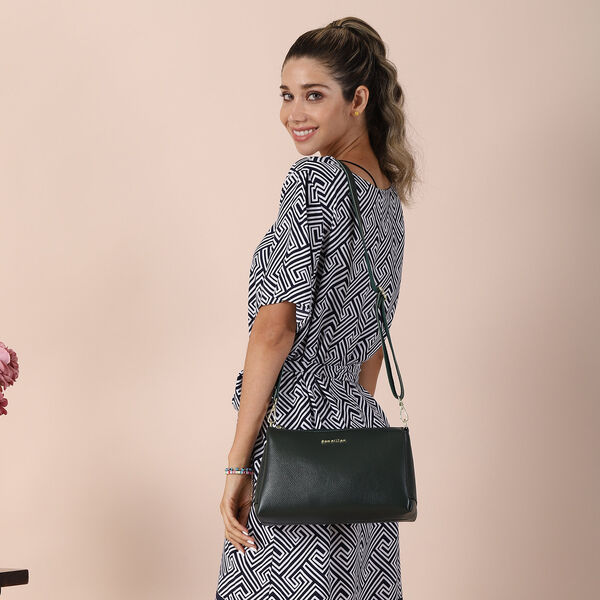 Sencillez Crossbody Tasche aus echtem Leder,  Größe 28x9x17 cm, Dunkelgrün image number 2