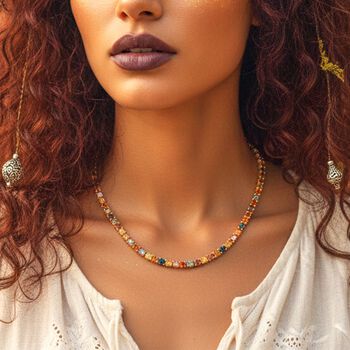 D'Joy AA Mehrfarbig Saphir Halskette ca. 45 cm 925 Silber 750 Gelbgold Vermeil ca. 26.44 ct