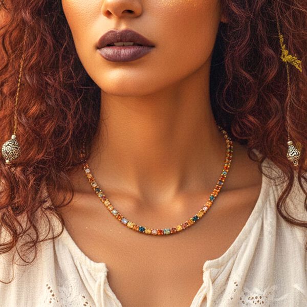 D'Joy AA Mehrfarbig Saphir Halskette ca. 45 cm 925 Silber 750 Gelbgold Vermeil ca. 26.44 ct image number 2