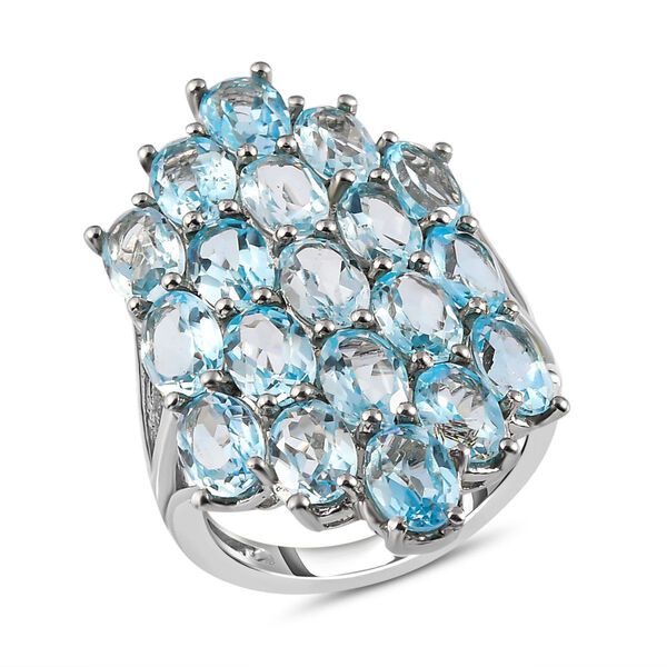 Himmelblauer Topas-Ring in platiniertem Silber - 7,40 ct. image number 3