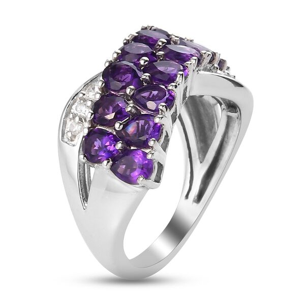 Lusaka Amethyst und Zirkon Ring 925 Silber Platin-&Uuml;berzug image number 6