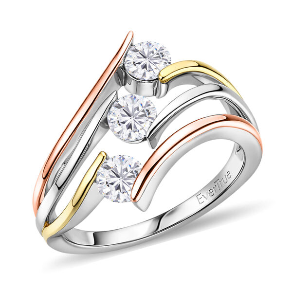 EVER TRUE Moissanit Ring Nickelfreies Messing YG und RG und PE (Gr&ouml;&szlig;e 17.00) ca. 0,71 ct image number 3