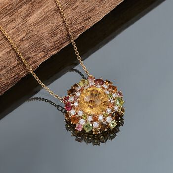 AA Citrin, Multi-Turmalin und Moissanit Halskette, 45cm - 10,42 ct.