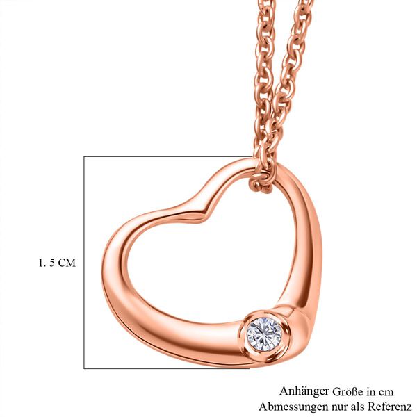 Moissanit Herz Anhänger mit 50cm Kette in Silber mit Roségold Vermeil image number 7